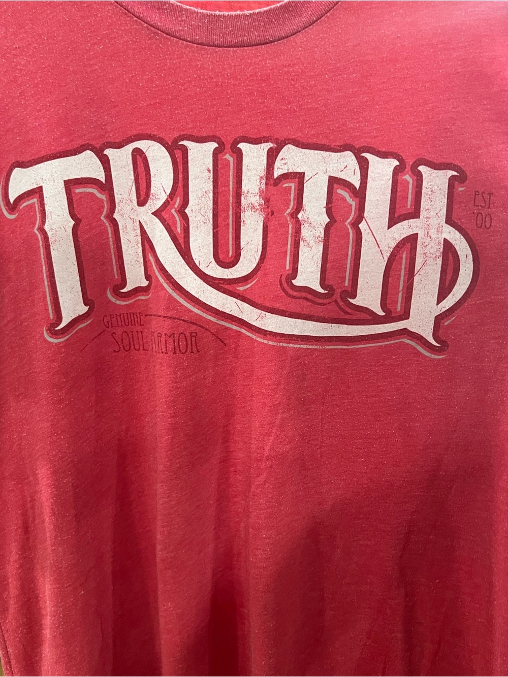 Truth Red Graphic Short Sleeve T‑Shirt with White Logo